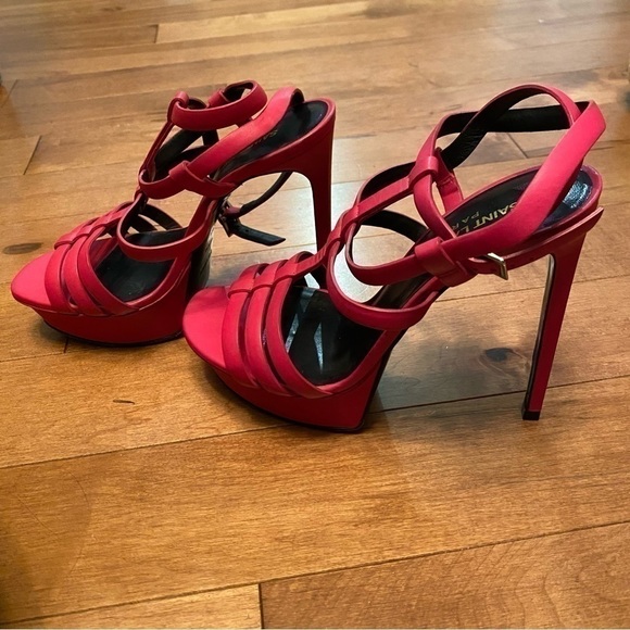 Yves Saint Laurent Bianca Platform Heels Sandals in Bright Pink Fuchsia • EU 37 - Picture 8 of 11